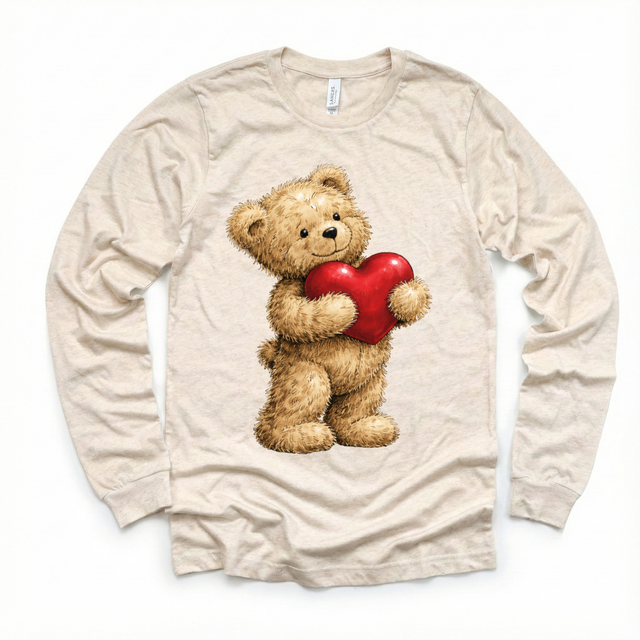 Teddy Bear Holding A Heart Valeintine's Day Shirt - Valeintine Tee