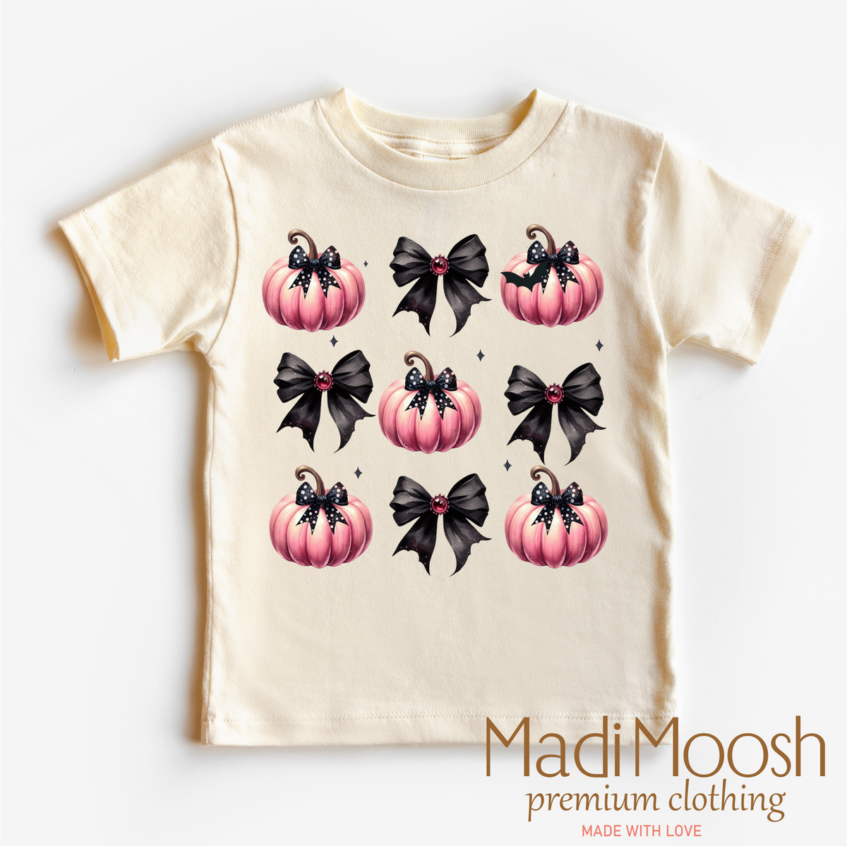 Cute Halloween Pumpkins And Bows graphic T-shirt by Madi Moosh
