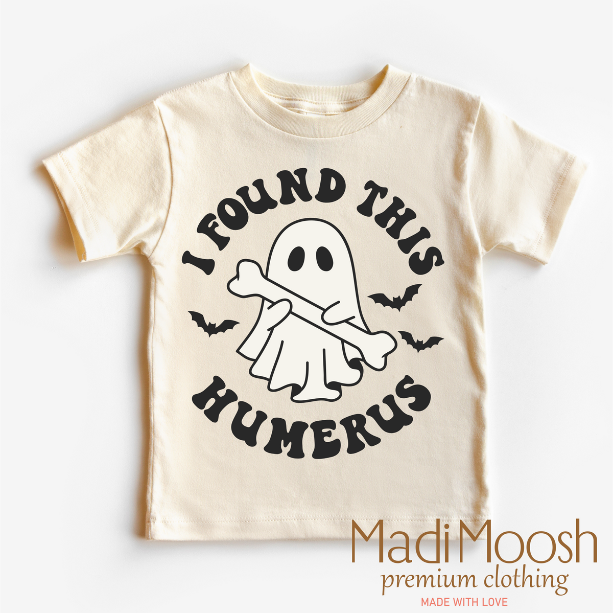 I Found This Humerus, Halloween graphic T-shirt by Madi Moosh