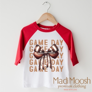 Football and Bows Game Day Shirt - Football Tee