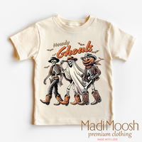 Howdy Ghouls Western, Halloween graphic T-shirt by Madi Moosh