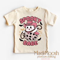 Spooky Babe design on a natural garment.
