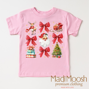 Santa Bows and Christmas Shirt - Christmas Tee