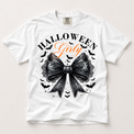 Halloween Girly black lace bow shirt in white