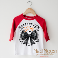 Halloween Girly design on a red-accented shirt.