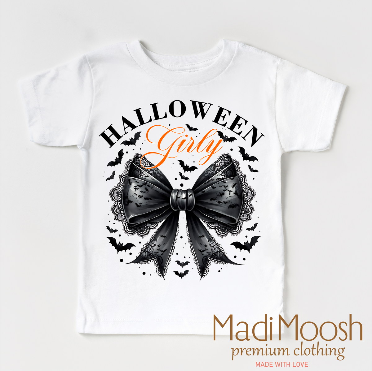 Halloween Girly design on a white garment.