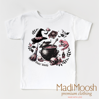 Feeling Witchy Halloween design on a white garment.