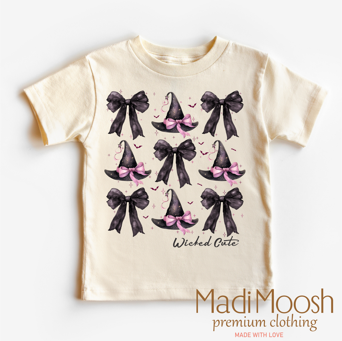 Witch Hats And Bows Halloween graphic T-shirt by Madi Moosh
