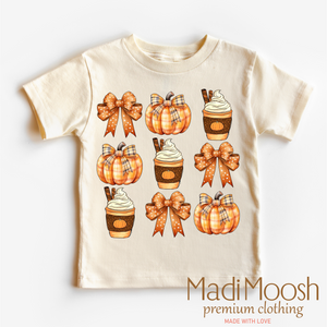 Pumpkins, Latte, and Bows Fall Shirt - Fall Tee