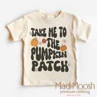 Take Me To The Pumpkin Patch, Thanksgiving Fall graphic T-shirt by Madi Moosh