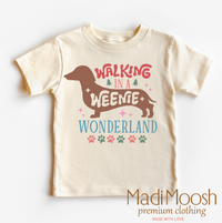 Walking Through a Weenie Wonderland Natural kids T-shirt