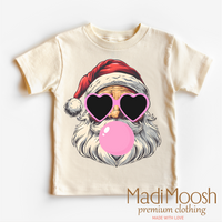 Santa Claus Blowing Bubbles Christmas design on a natural garment.
