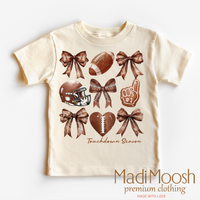 Football And Bows Girls graphic T-shirt by Madi Moosh