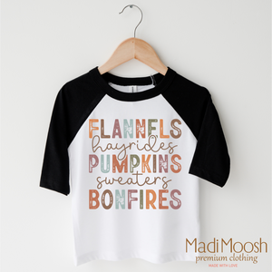 Flannels Hayrides Pumpkins Bonfires Fall Shirt - Autumn Tee