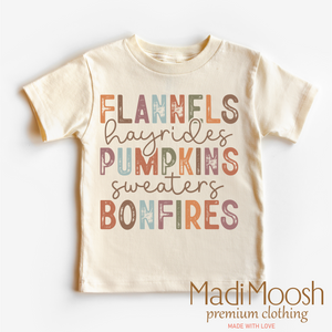 Flannels Hayrides Pumpkins Bonfires Fall Shirt - Autumn Tee