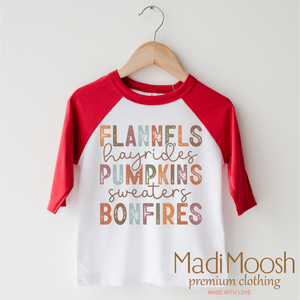 Flannels Hayrides Pumpkins Bonfires Fall Shirt - Autumn Tee