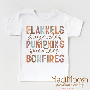 Flannels Hayrides Pumpkins Bonfires Fall Shirt - Autumn Tee