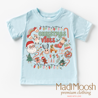 Christmas Vibes design on an ice blue garment.
