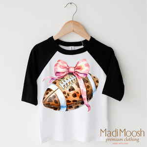 Leopard Football And Pink Bow Shirt - Football Tee