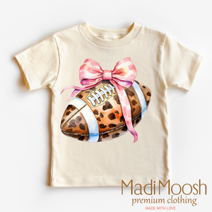 Leopard Football And Pink Bow Shirt - Football Tee