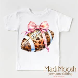 Leopard Football And Pink Bow Shirt - Football Tee