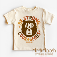 Be Strong And Courageous Joshua 1:9, Christian graphic T-shirt by Madi Moosh