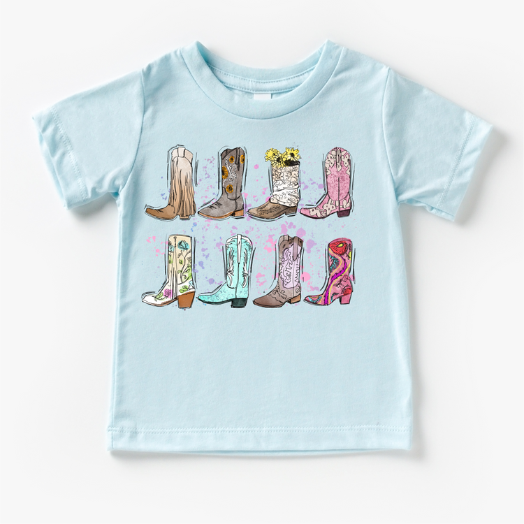 Cowgirl Boots Counry Western Shirt -  Girls Cowboy Boots Tee