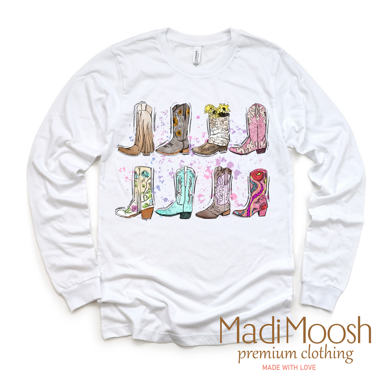 Cowgirl Boots Counry Western Shirt -  Girls Cowboy Boots Tee