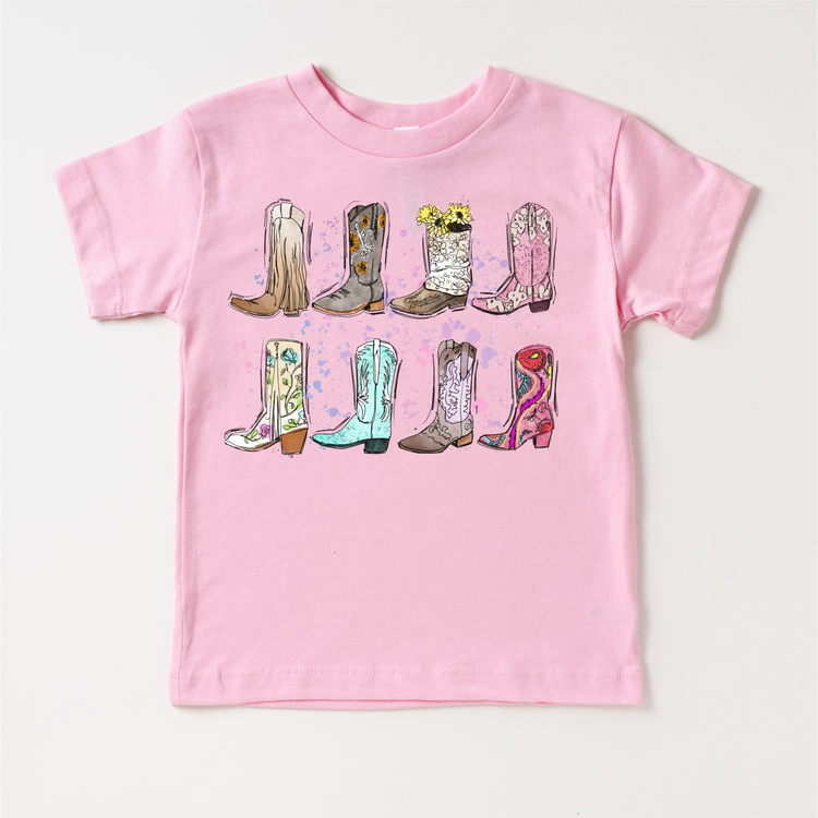 Cowgirl Boots Counry Western Shirt -  Girls Cowboy Boots Tee