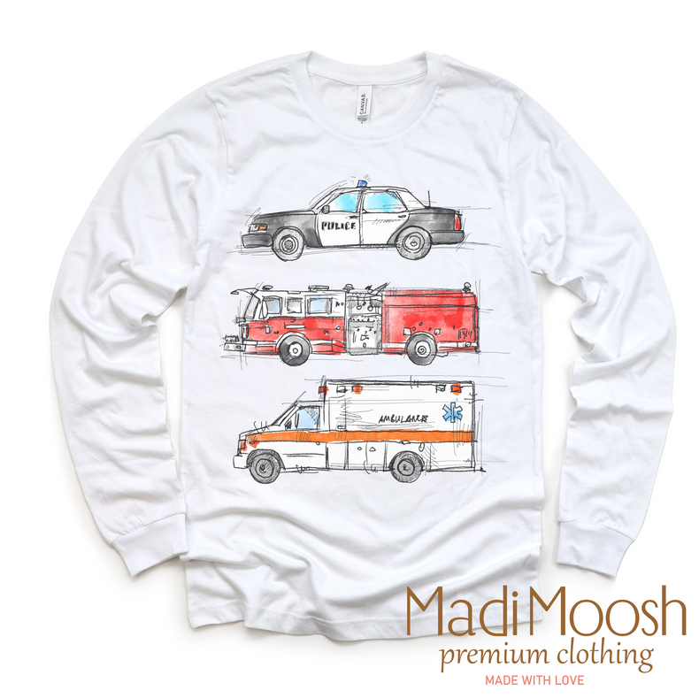 Emergency Vehicles  Shirt - Fire, Police, Ambulance Tee