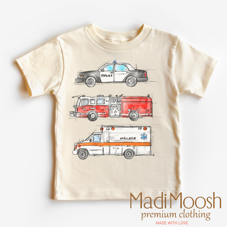 Emergency Vehicles  Shirt - Fire, Police, Ambulance Tee