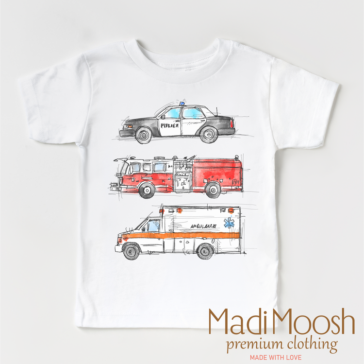 Emergency Vehicles  Shirt - Fire, Police, Ambulance Tee