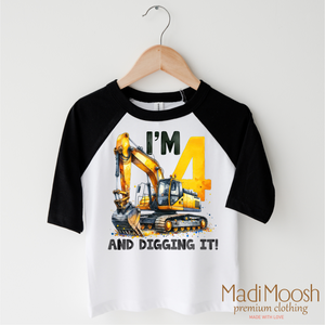 I'm Four And Digging It Shirt - Boys Birthday Tee