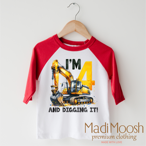 I'm Four And Digging It Shirt - Boys Birthday Tee