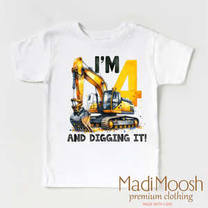 I'm Four And Digging It Shirt - Boys Birthday Tee