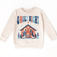 O Holy Night Christmas on natural kids sweatshirt