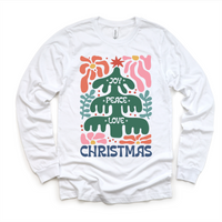 Boho Love Peace Joy Christmas, Long Sleeve Tees & Sweatshirts graphic T-shirt by Madi Moosh