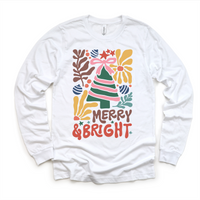 Boho Merry And Bright Christmas, Long Sleeve Tees & Sweatshirts graphic T-shirt by Madi Moosh