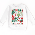Boho Merry Christmas on white kids sweatshirt