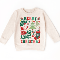 Boho Merry Christmas design on a natural sweatshirt.