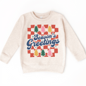 Boho Season's Greeting Christmas natural kids sweatshirt