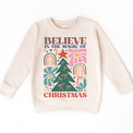 Boho Believe In The Magic Of Christmas on natural kids sweatshirt