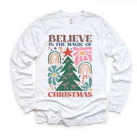 Boho Believe In The Magic Of Christmas, Long Sleeve Tees & Sweatshirts graphic T-shirt by Madi Moosh