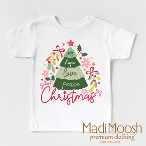 Boho Christmas Shirt - Love Joy Hope Peace Christmas Tee