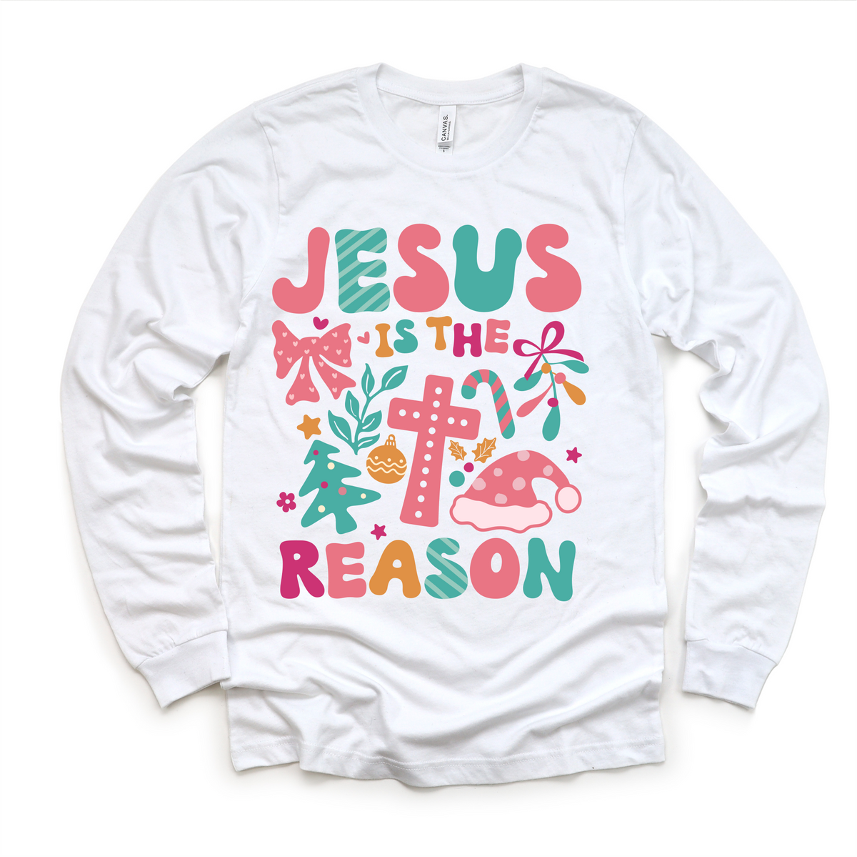 Boho Jesus Is The Reason Christmas, Long Sleeve Tees & Sweatshirts graphic T-shirt by Madi Moosh