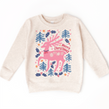 Boho Reindeer Christmas on natural kids sweatshirt