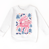 Boho Reindeer Christmas on white kids sweatshirt
