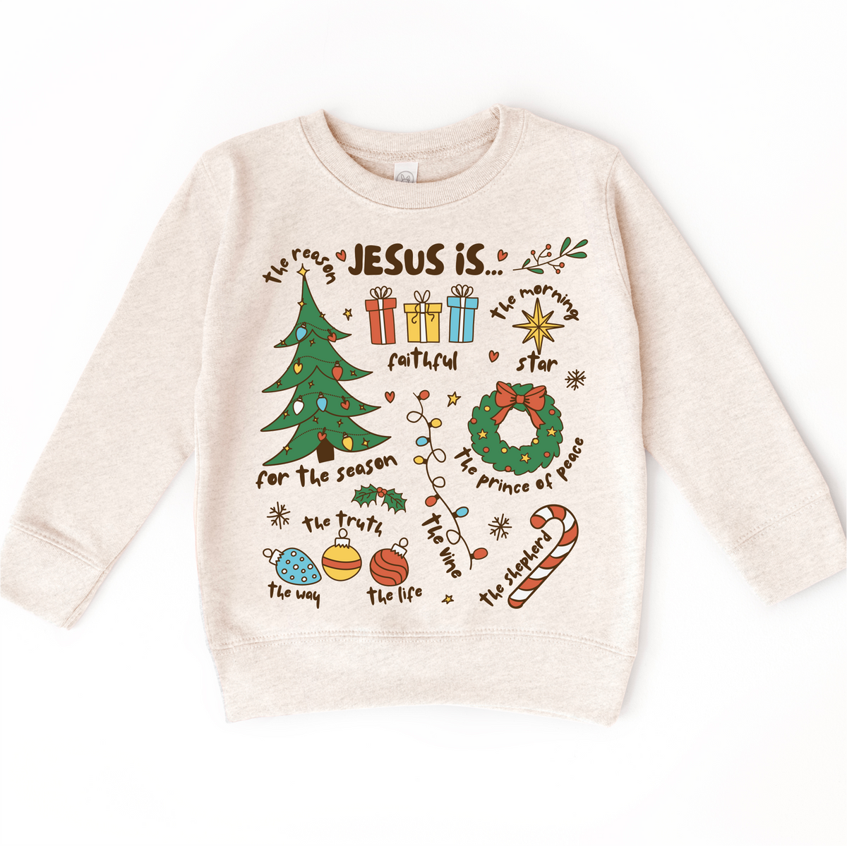 Jesus Is Christmas on natural kids sweatshirt