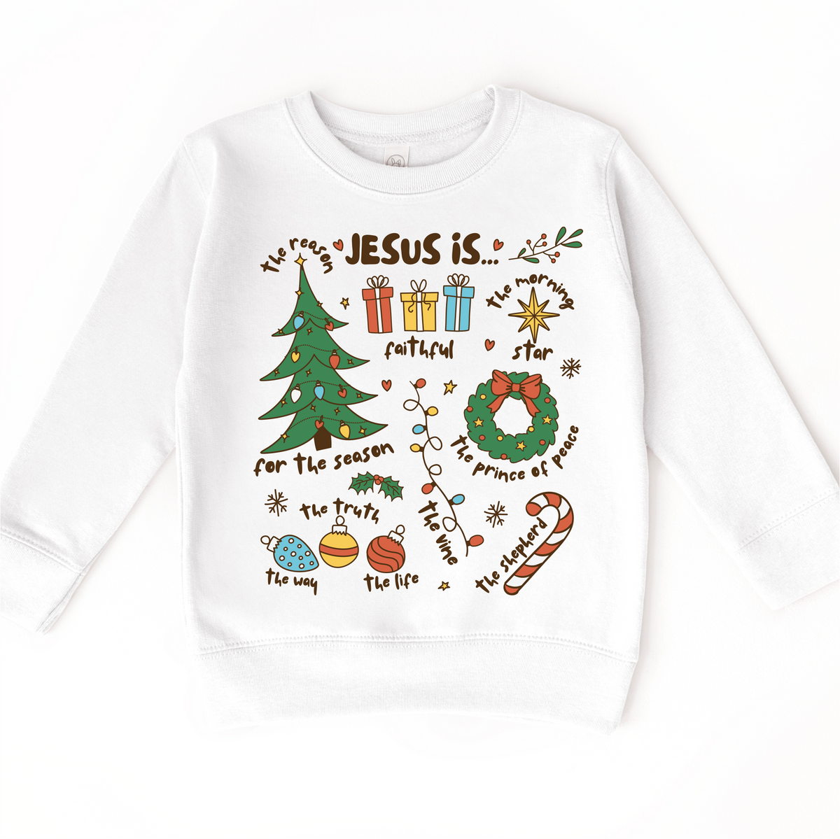 Jesus Is Christmas on white kids sweatshirt