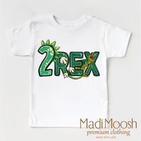 Two Rex Boys Birthday, T-Rex Birthday graphic T-shirt by Madi Moosh